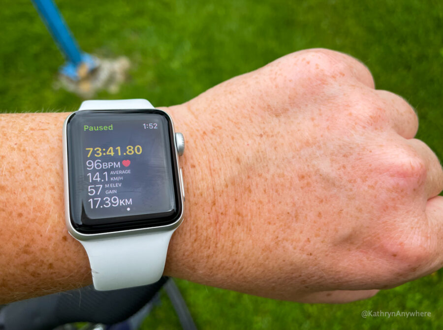 17.39 kilometres and 73 minutes in time from Humble Beginnings Brewery to Guidon Park by bike on Long Sault Parkway and The Waterfront Parkway. Apple Watch check on Waterfront Trail Map at Guidon Park