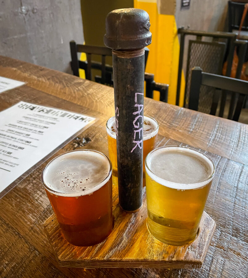 Beer flight at The Grove Brew House Kingsville