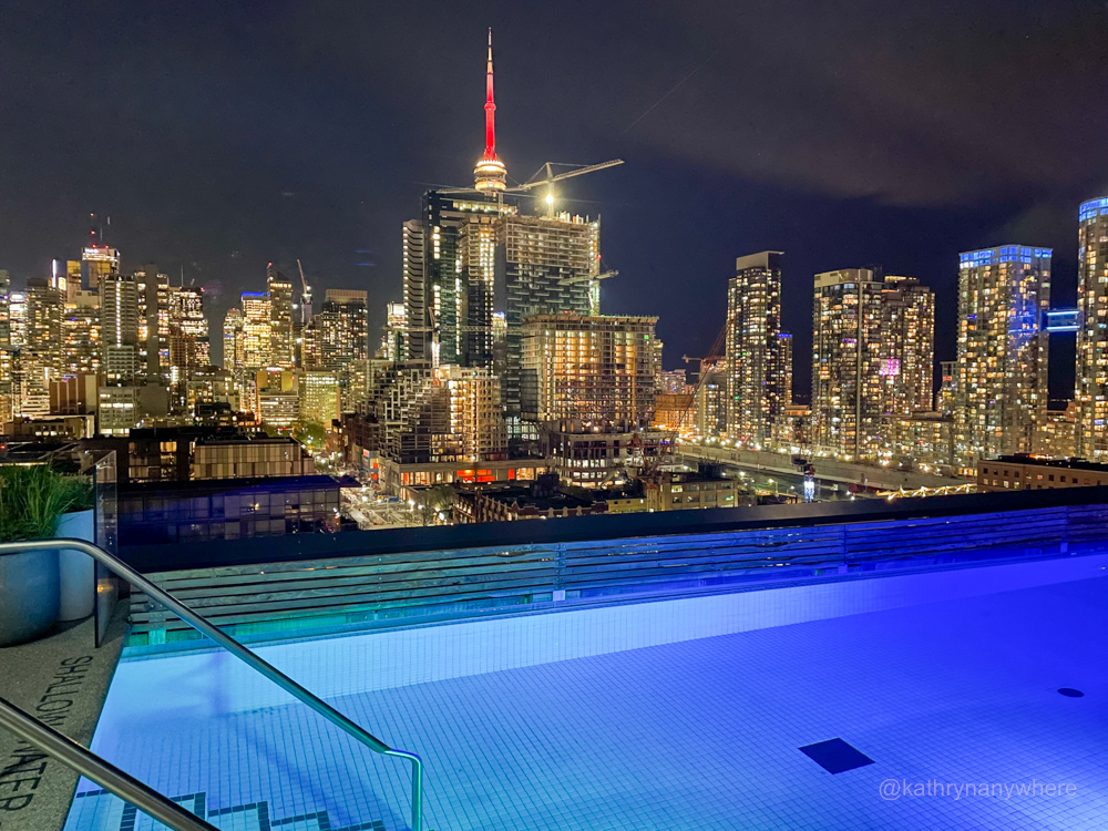View of Toronto from Harriet's Rooftop patio and bar at night