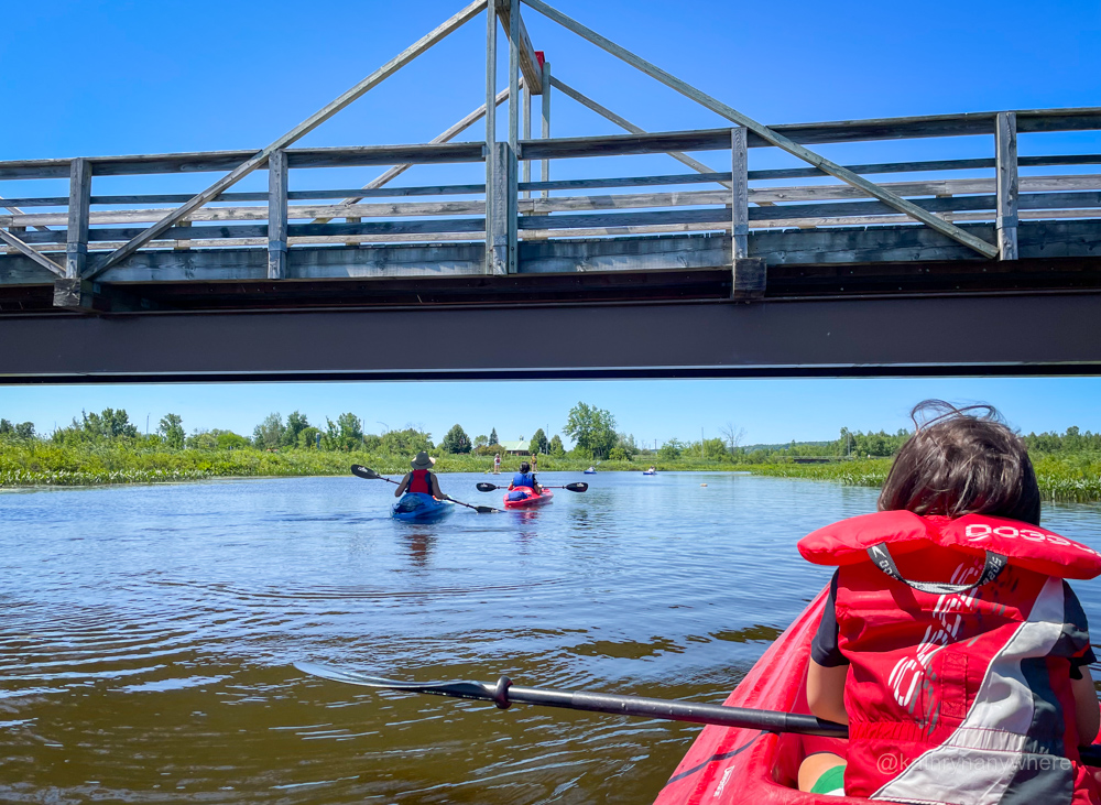 Kayaking with kids on the Cherry River in Eastern Townships of Quebec