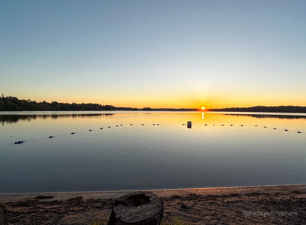 sunset on the beach at Silver Lake Provincial Park