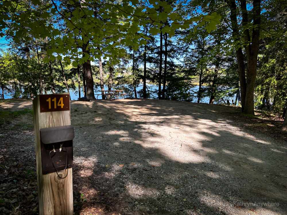 waterfront camping site at Silver Lake Provincial Park