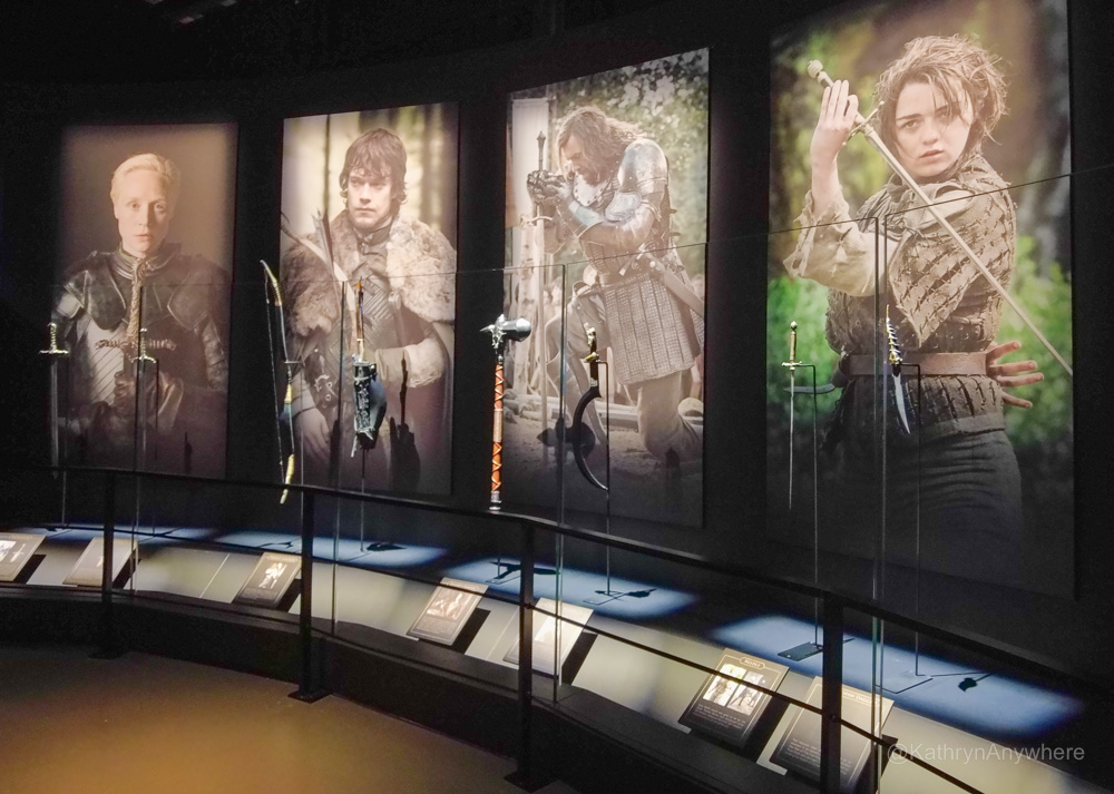 Interior of Linen Mill Studios of Game of Thrones characters and their weapons used in the series