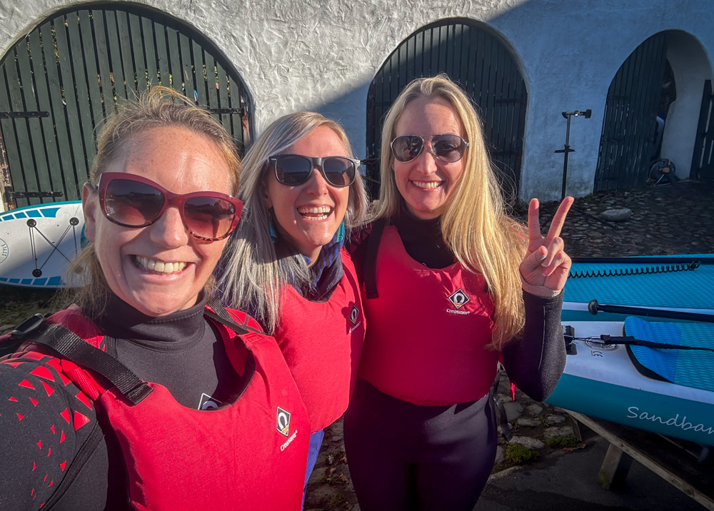 Kathryn, Lindsay and Nadine selfie pre-paddleboarding
