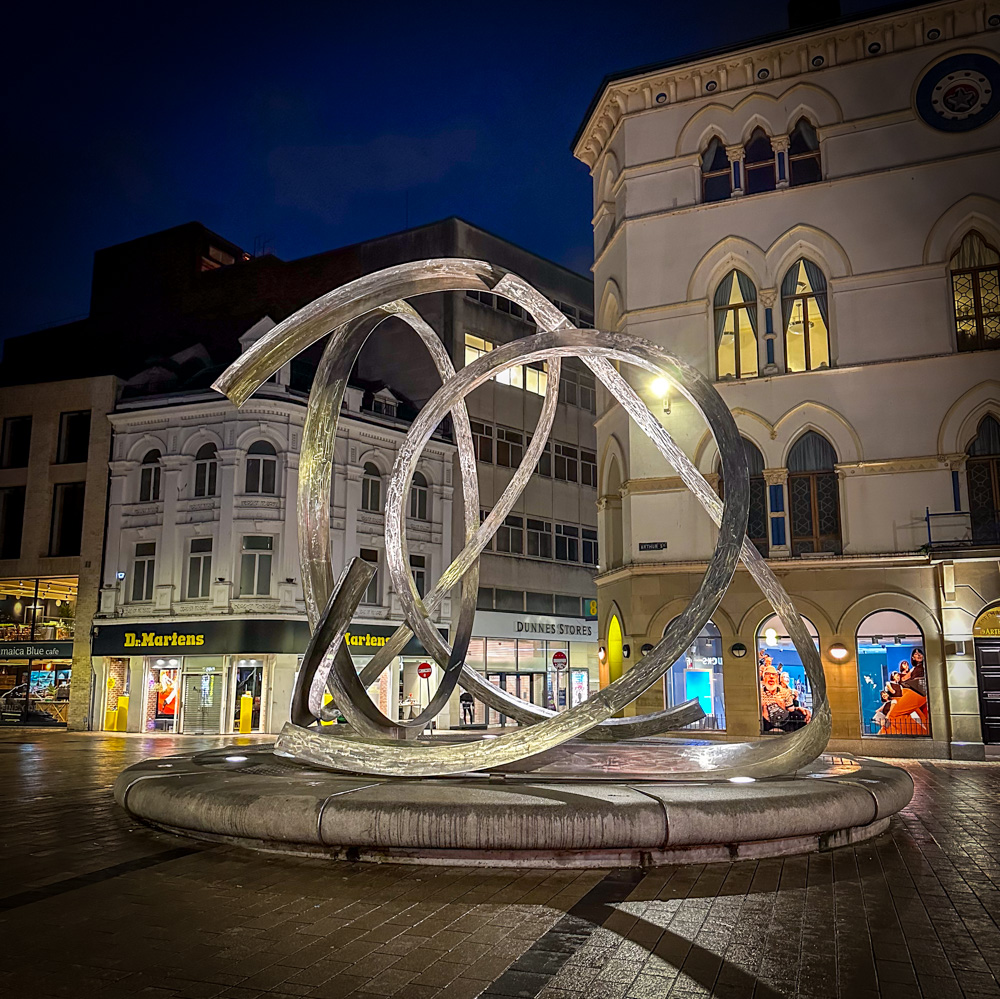 Spirit of Belfast, public art installation in early evening