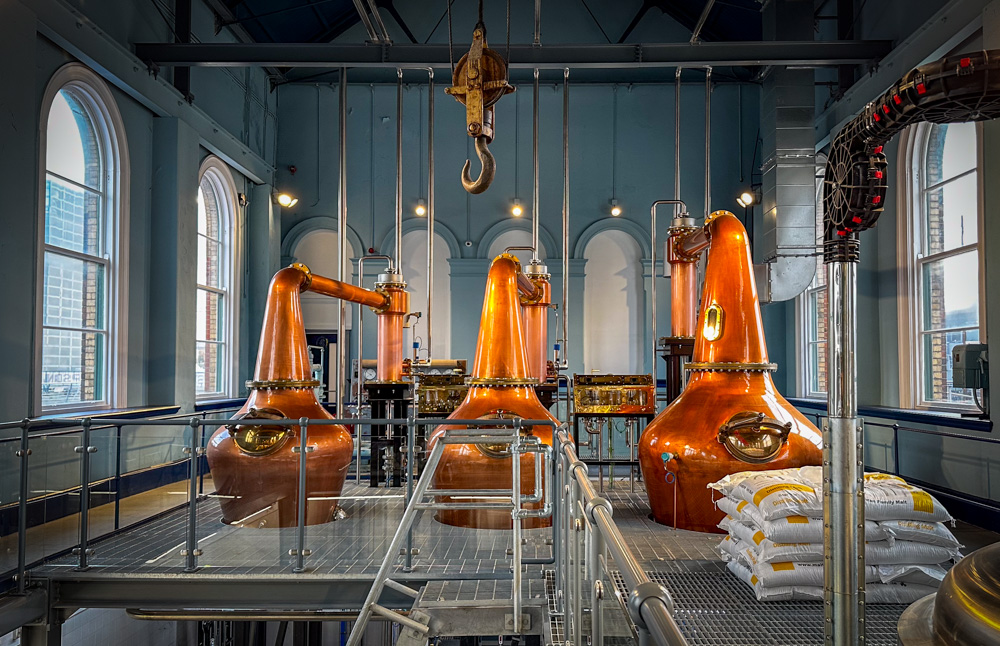 Whiskey stills in Titanic Distillery, Belfast