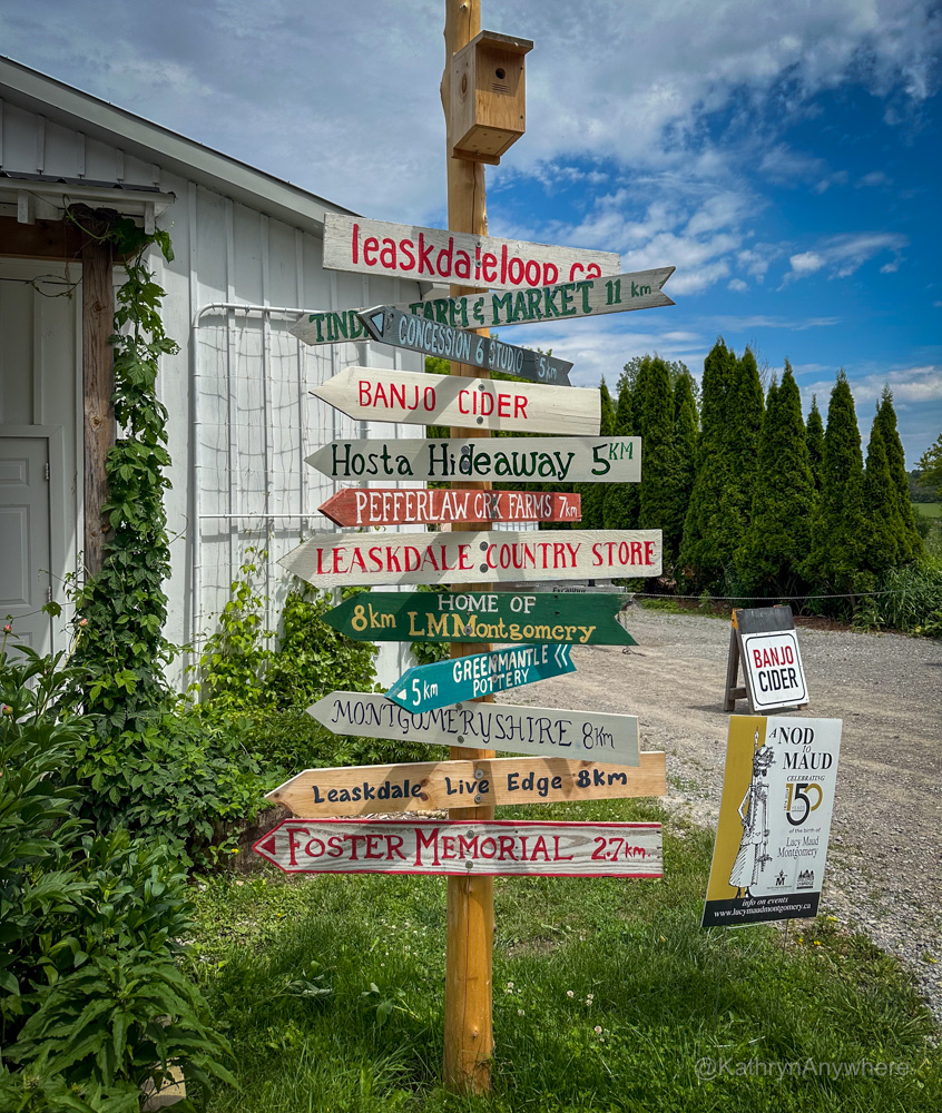 Banjo Cider mileage sign from a day with Rural Route Tour Company on a day trip from Toronto