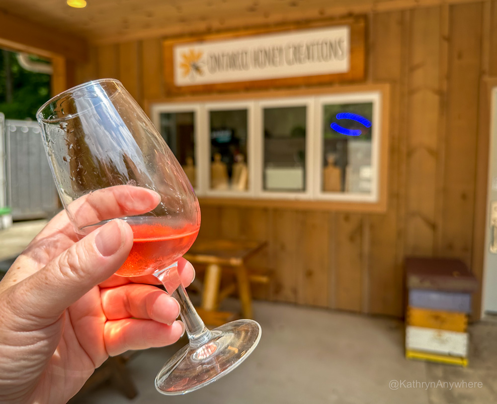 Ontario Honey Creations mead glass cheers