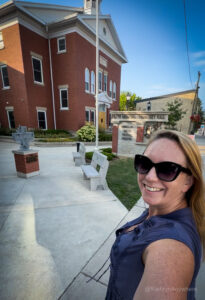 Blyth Memorial Community Hall Festival Theatre exterior Kat selfie Blyth Ontario