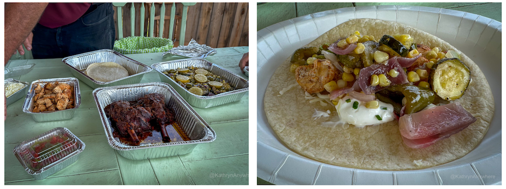 Marche de Ferme Agneaux de Laval Donald food spread and taco