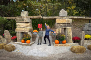 Mom and son at Trail Hub trail head Uxbridge, Trail Capital of Canada, Oak Ridges Moraine