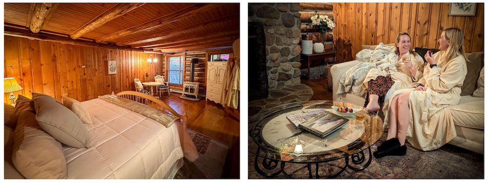 Interior of the Chalet at Canandaigua Woodsview room Kat and Lindz relaxing in common room