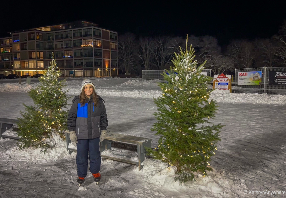 Batawa Community Centre Skating exterior with a boy on skates