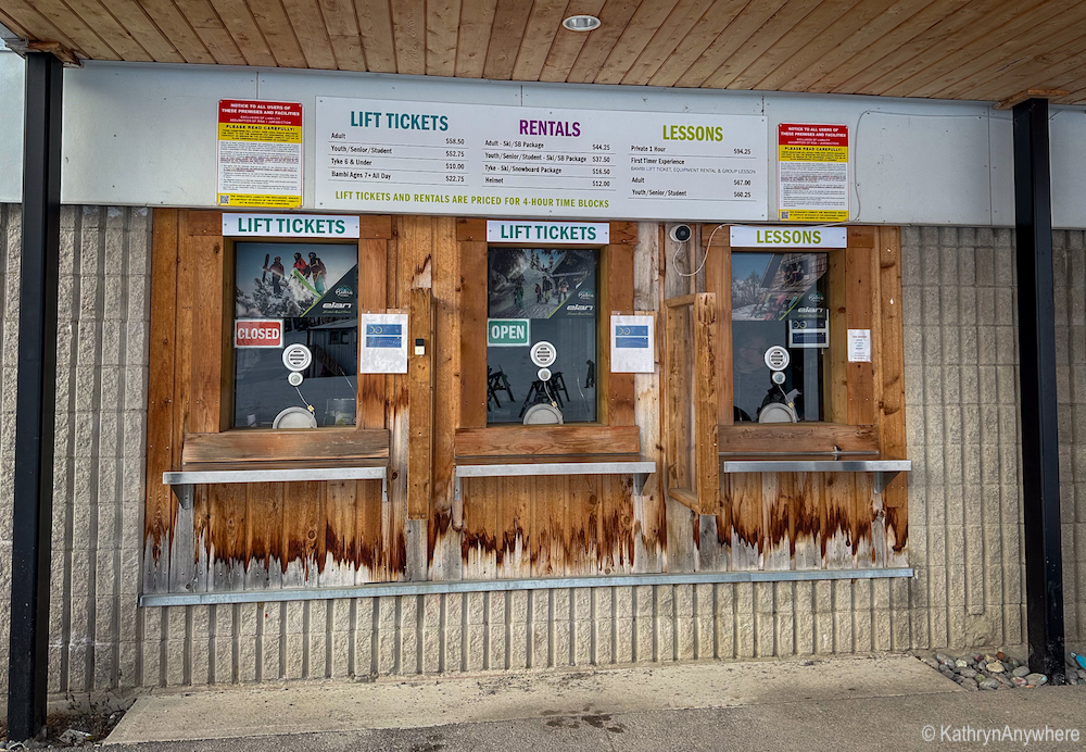 Pricing for lifts, lessons and rentals at Batawa Ski Hill