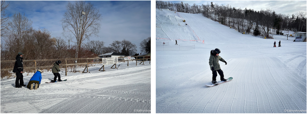 Learning to snowboard at Batawa Ski Hill on bambi