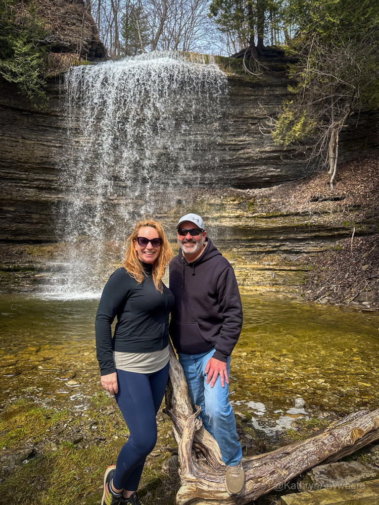 Prince Edward County Waterfall Tour Kat and Chris at Jackson Falls, Milford Ontario