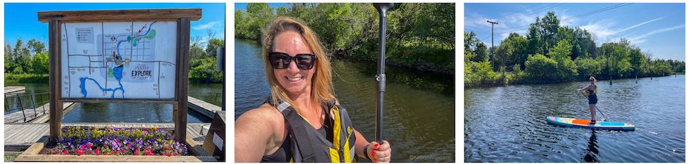 Kathryn on the Tay River Perth Paddleboarding in three frames
