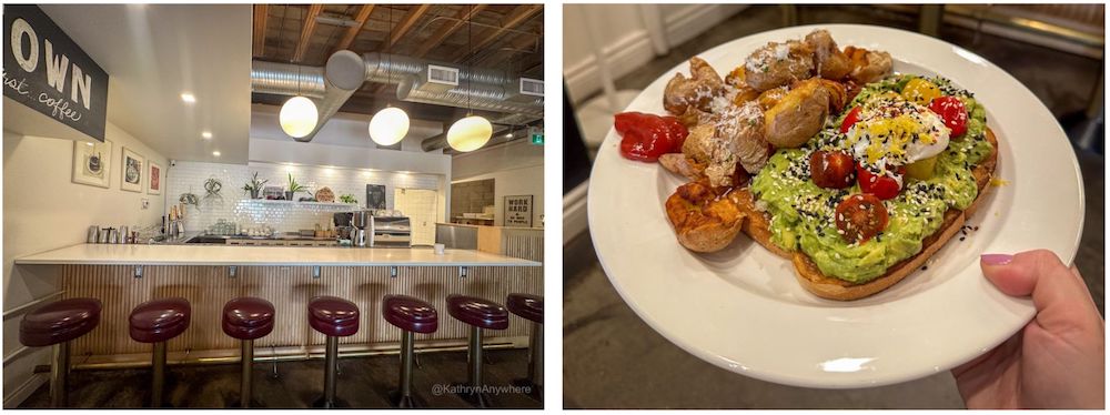 Saskatoon - Hometown Diner interior and avocado toast