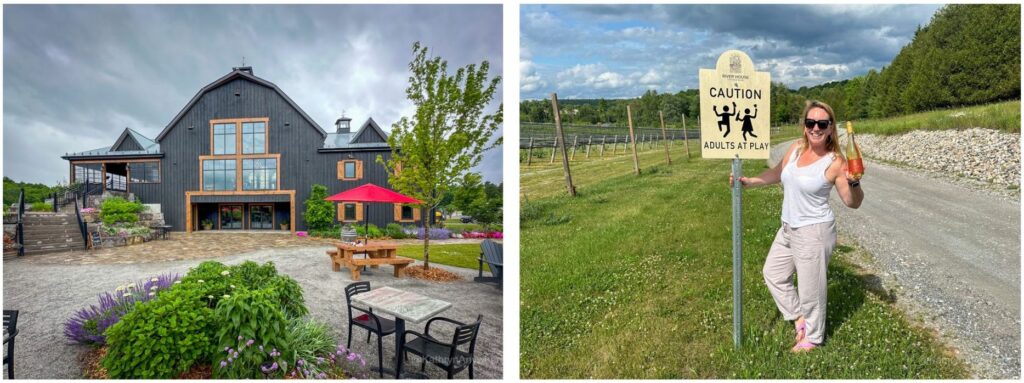 River House Winery Exterior - beautiful building and adults at play