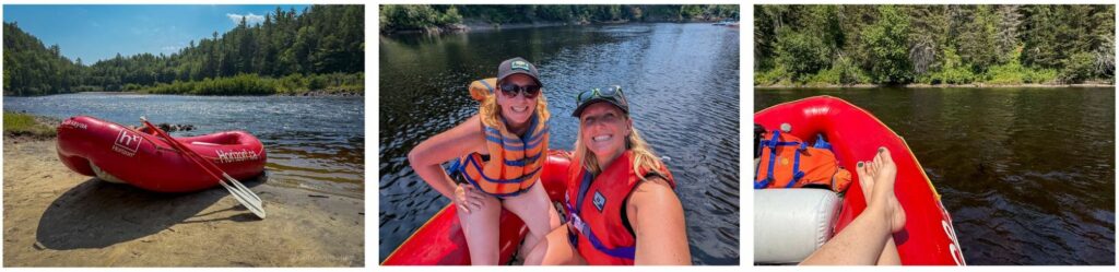 Kat and Lindz on Aventure Hélianthe Lazy river rafting in Quebec