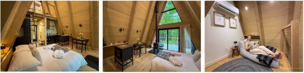 Chalets Prunella interiors A-Frame Cabins in Pontiac Quebec