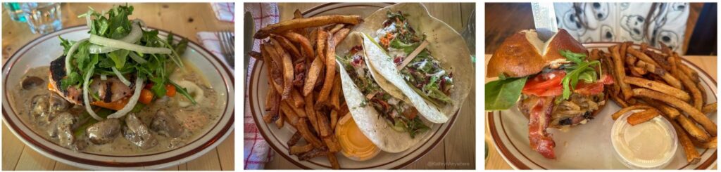 Pub Deuxparquatre dinner plates in Rouyn-Noranda, Quebec hamburger fish tacos daily special