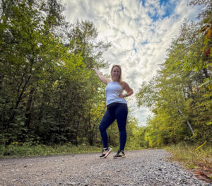 Campbellford Trans Canada Trail pose - Kathryn posing on the Northumberland Rail Trail outside of Campbellford, Ontario