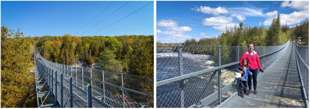 Trans Canada Trail in Campbellford - Ranney Gorge Suspension Bridge in early autumn and in spring