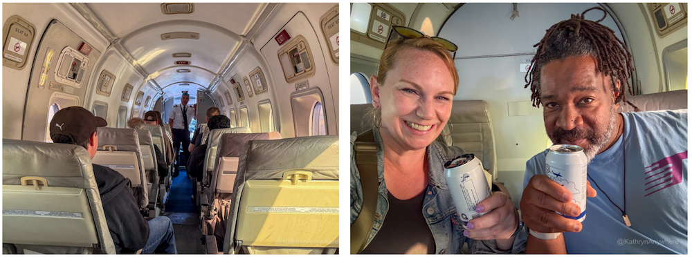 PropAir Flight to North Bay interior - Chris and Kat beers cheers