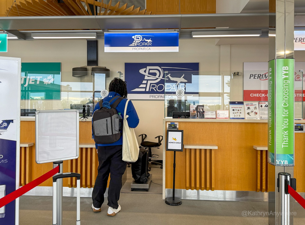 PropAir checkin desk at YYB North Bay terminal